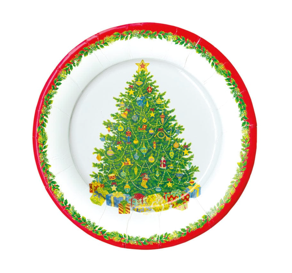 Caspari Christmas Tree Round Paper Salad & Dessert Plates - 8pk