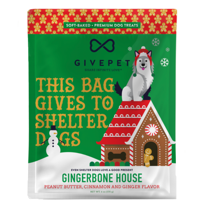 Premium Holiday Dog Treats – Gingerbone House – 6oz.