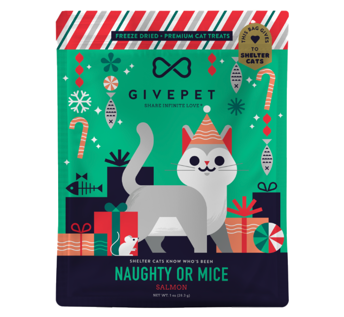 Freeze-Dried Holiday Cat Treats – Naughty or Mice – 1oz. Bag
