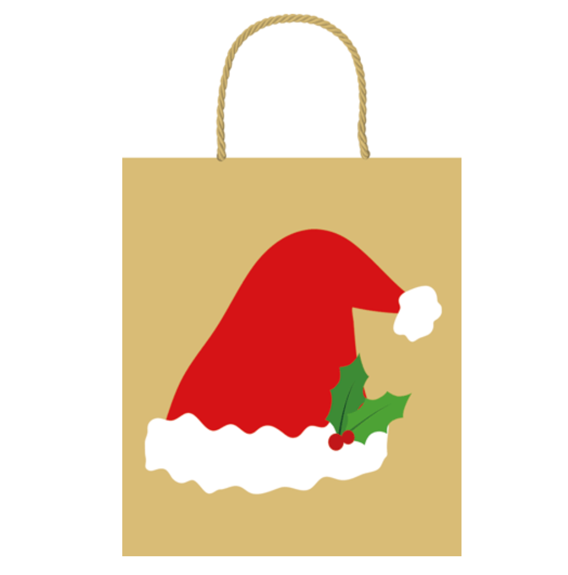 Caspari Be Merry Santa Hat Large Gift Bag