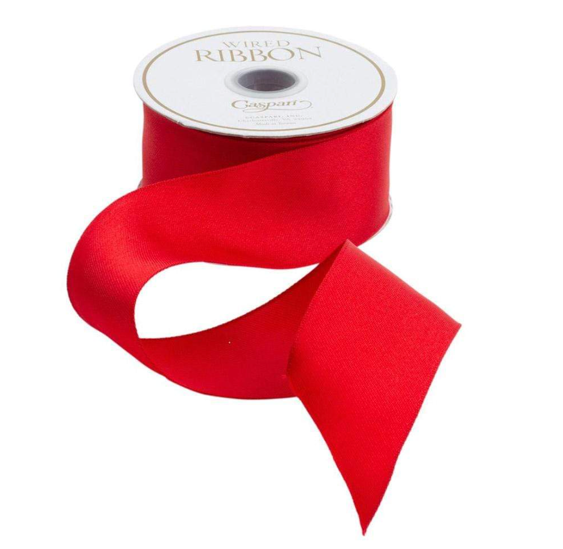 Caspari Red Satin Wired Ribbon – 1.5"w x 9 Yard Spool
