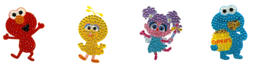 StickerBeans Sesame Street Elmo & Friends Collection Sparkle Sticker – 2" – Set of 4
