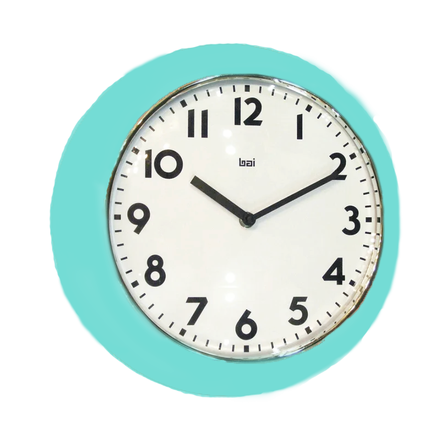 Bai Retro Wall Clock – 9.5" – Turquoise