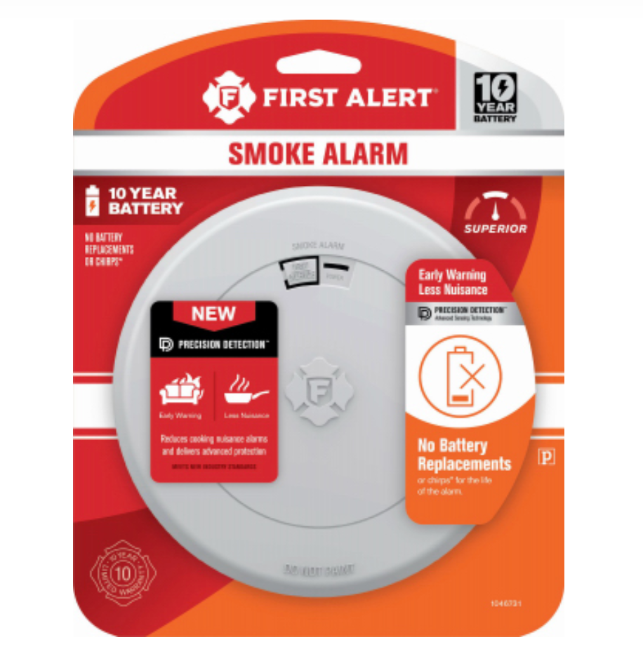 First Alert 10 Year Battery-Powered Slim Profile Smoke Alarm