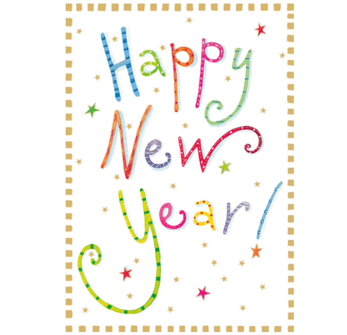 Caspari – Colorful New Years Foil Card – 1 Card & 1 Envelope