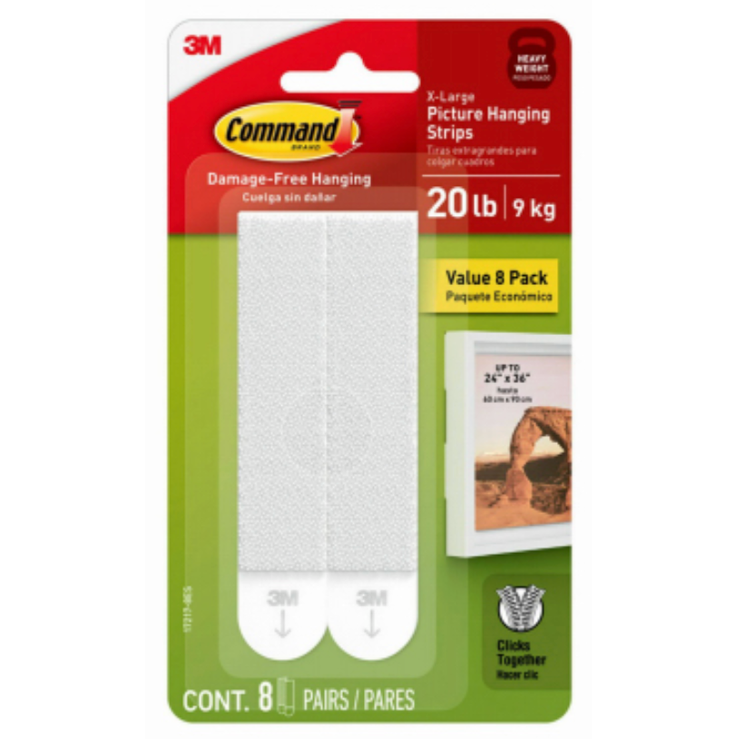 Picture Hanging Strips – 8 Pairs – X-Large – 20lb.