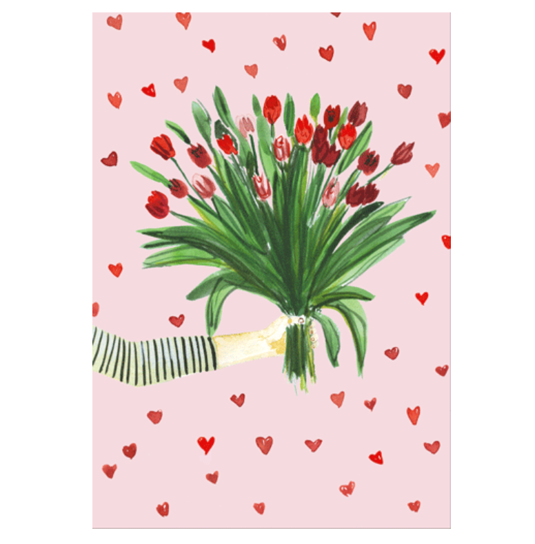Caspari A Bouquet For You Valentine's Card – 1 Card & 1 Envelope