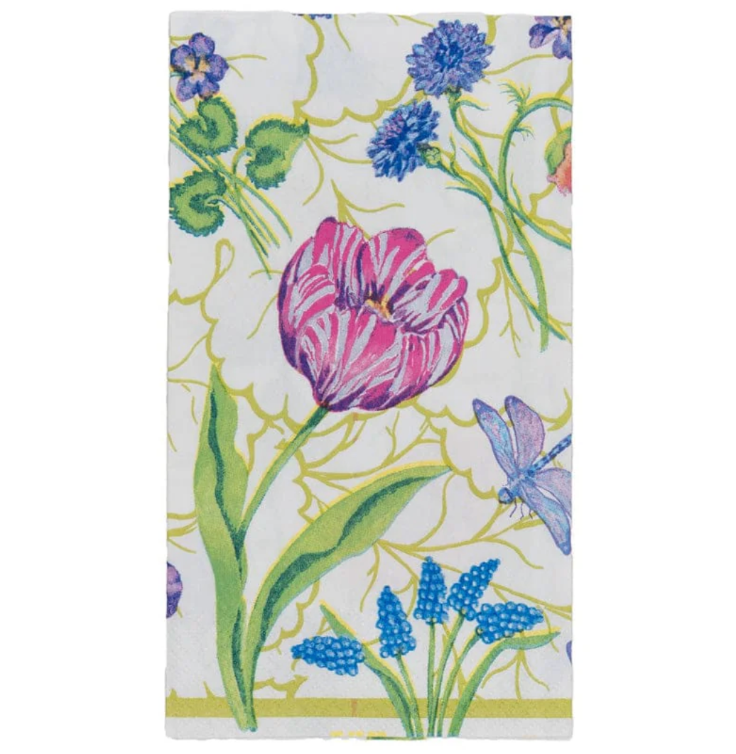 Caspari Floral Majolica Paper Guest Towel Napkins – 15 Pk