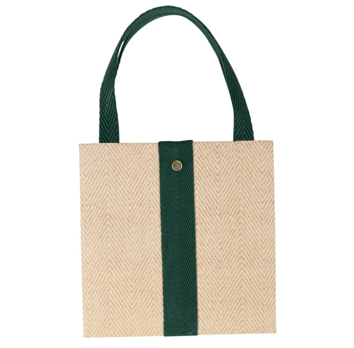 Caspari Jute And Twill Natural/Hunter Small Paper Gift Bag