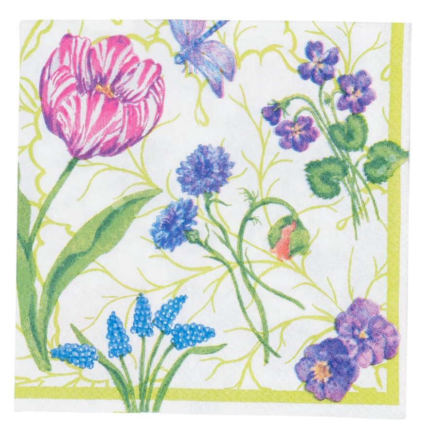 Caspari Paper Cocktail Napkins - Floral Majolica – 20pk