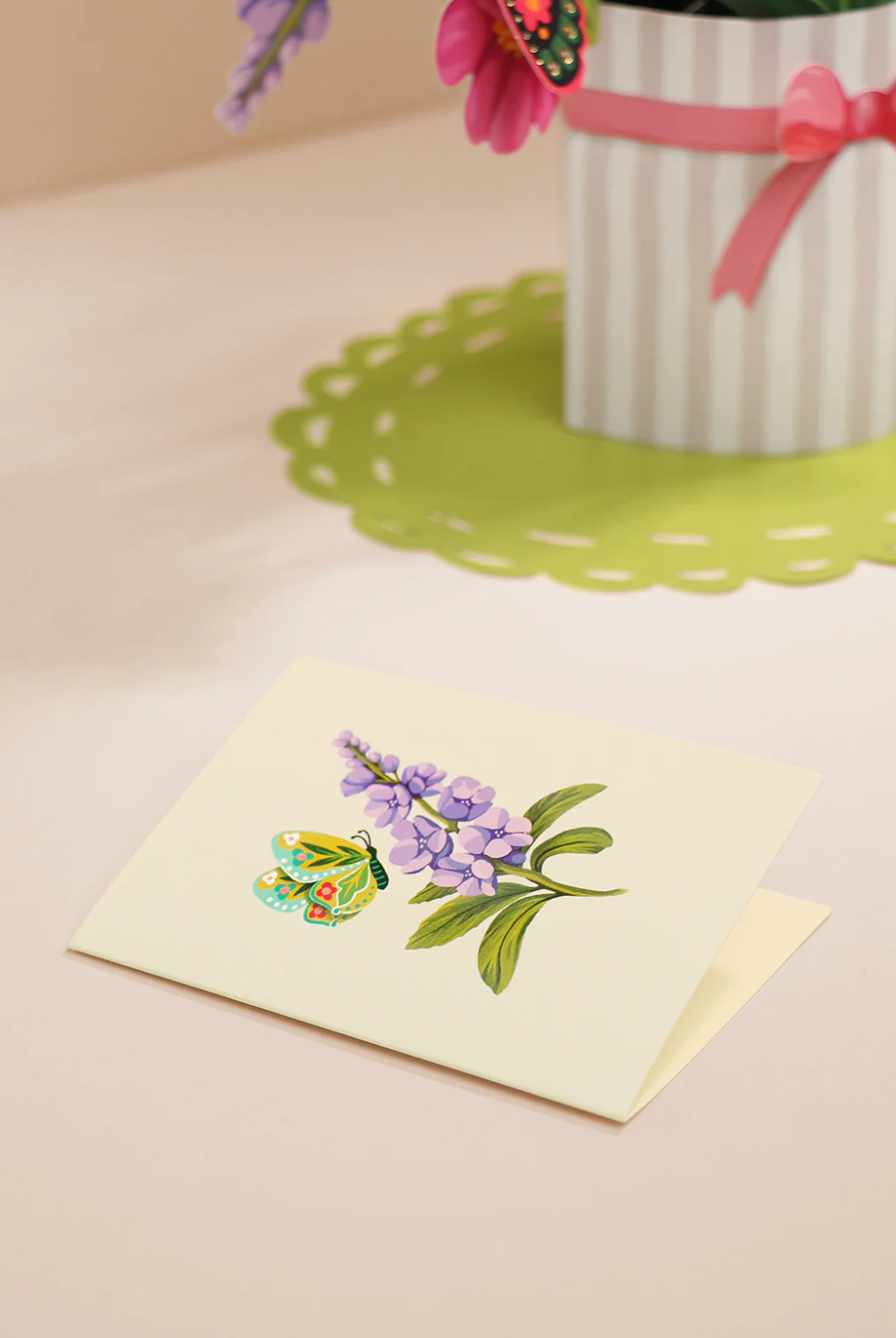 Fresh Cut Paper Mini 3D Pop Up Greeting Note Card – Enchanted Garden – 6" x 5"