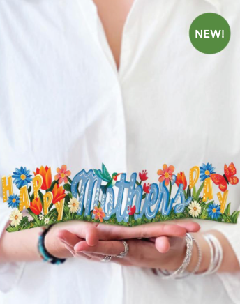 Fresh Cut Paper Accordion Style Greeting Card – Mother's Day Wishes – 18"
