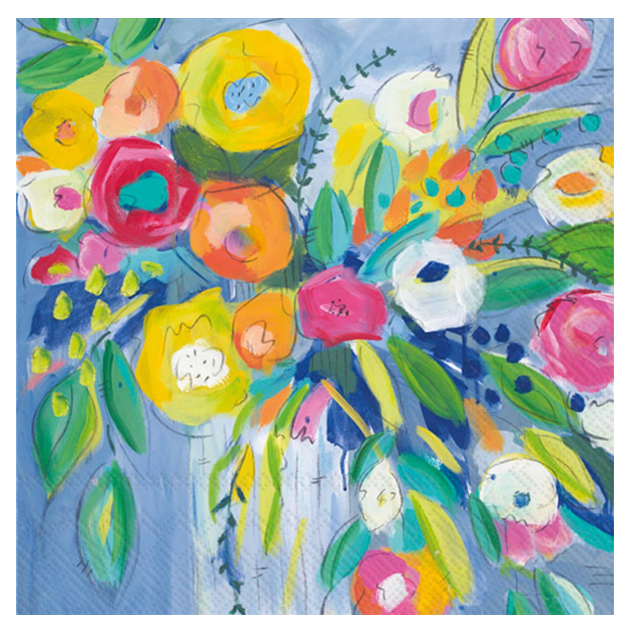 Cocktail Beverage Napkins – Cheerful Blossoms – 20pk