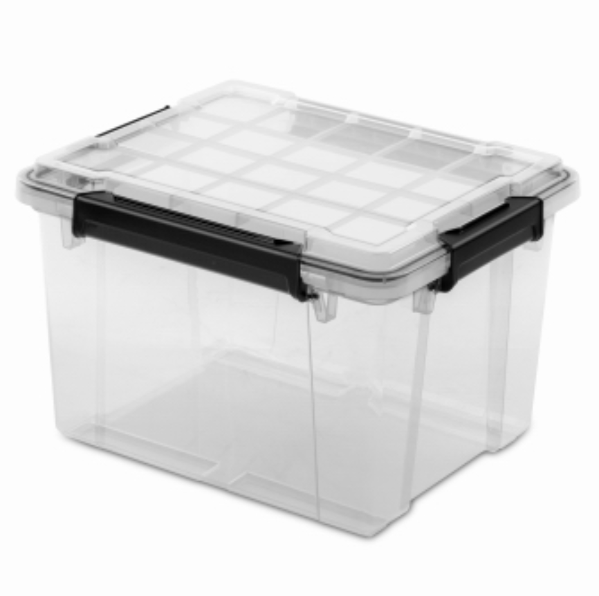 Medium Clear Base Gasket Box with Lid – 34 Qt
