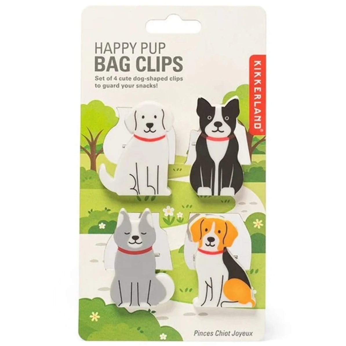 Kikkerland Happy Pup Bag Clips – Set of 4