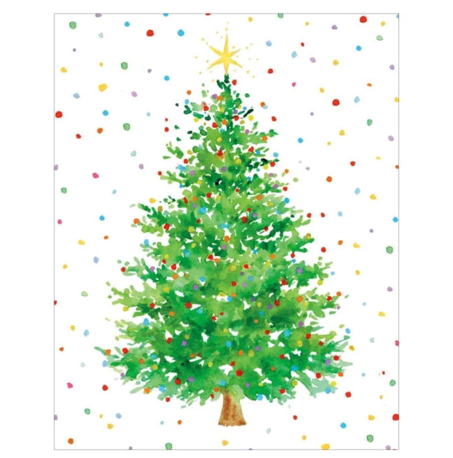 Caspari Dotted Trees Petite Boxed Christmas Cards - Box of 15