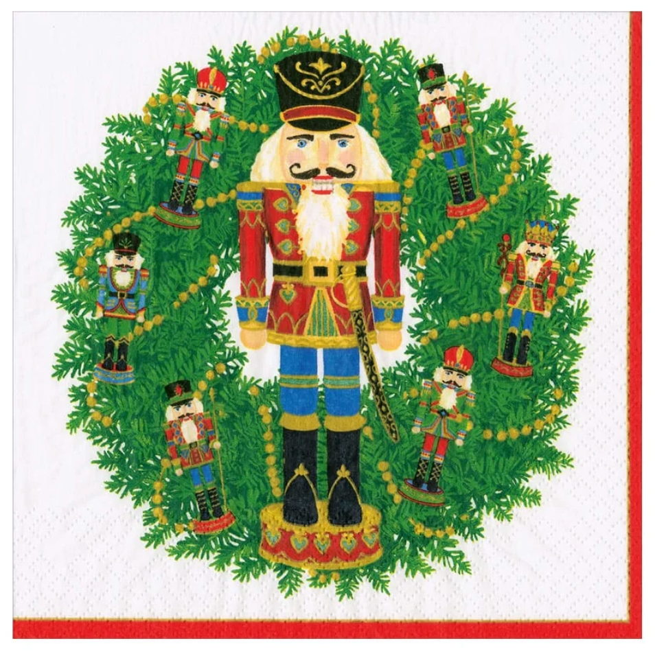 Caspari Nutcracker Wreath Luncheon Napkins - 20pk