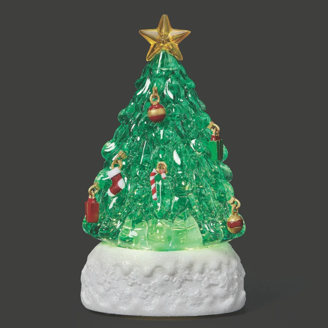 Roman Confetti Lighted Swirl Mini Tree with Ornaments – 6.25"