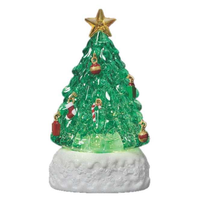 Roman Confetti Lighted Swirl Mini Tree with Ornaments – 6.25"