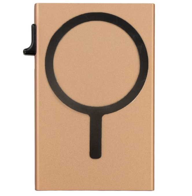 Garzini RFID-Protected MagSafe Metal 6 Card Holder With Removable Pocket – Gold