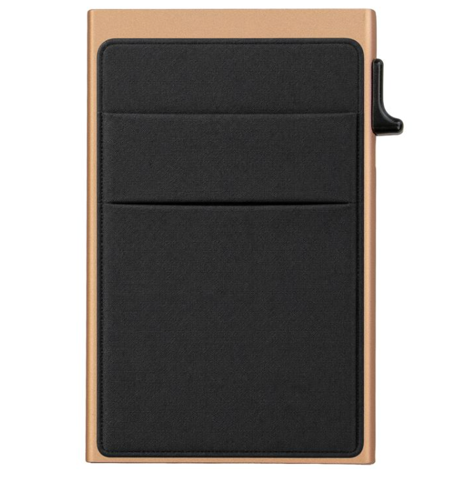 Garzini RFID-Protected MagSafe Metal 6 Card Holder With Removable Pocket – Gold