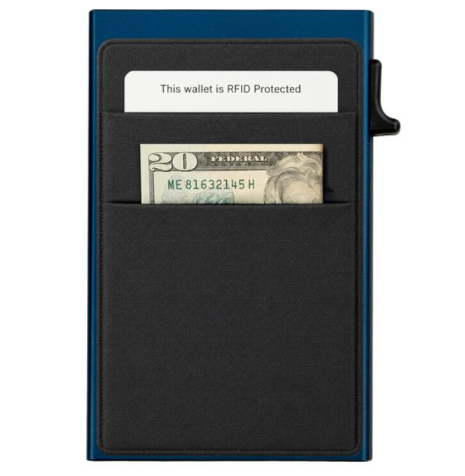 Garzini RFID-Protected MagSafe Metal 6 Card Holder With Removable Pocket – Dark Blue