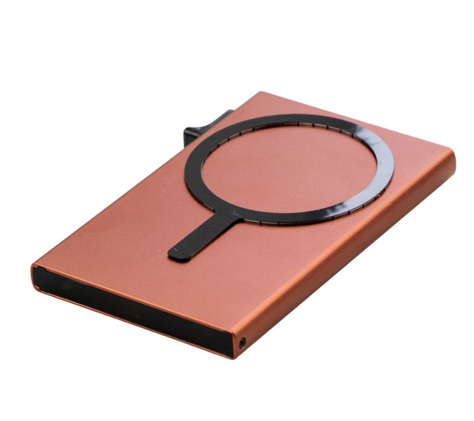 Garzini RFID-Protected MagSafe Metal 6 Card Holder With Removable Pocket – Bronze