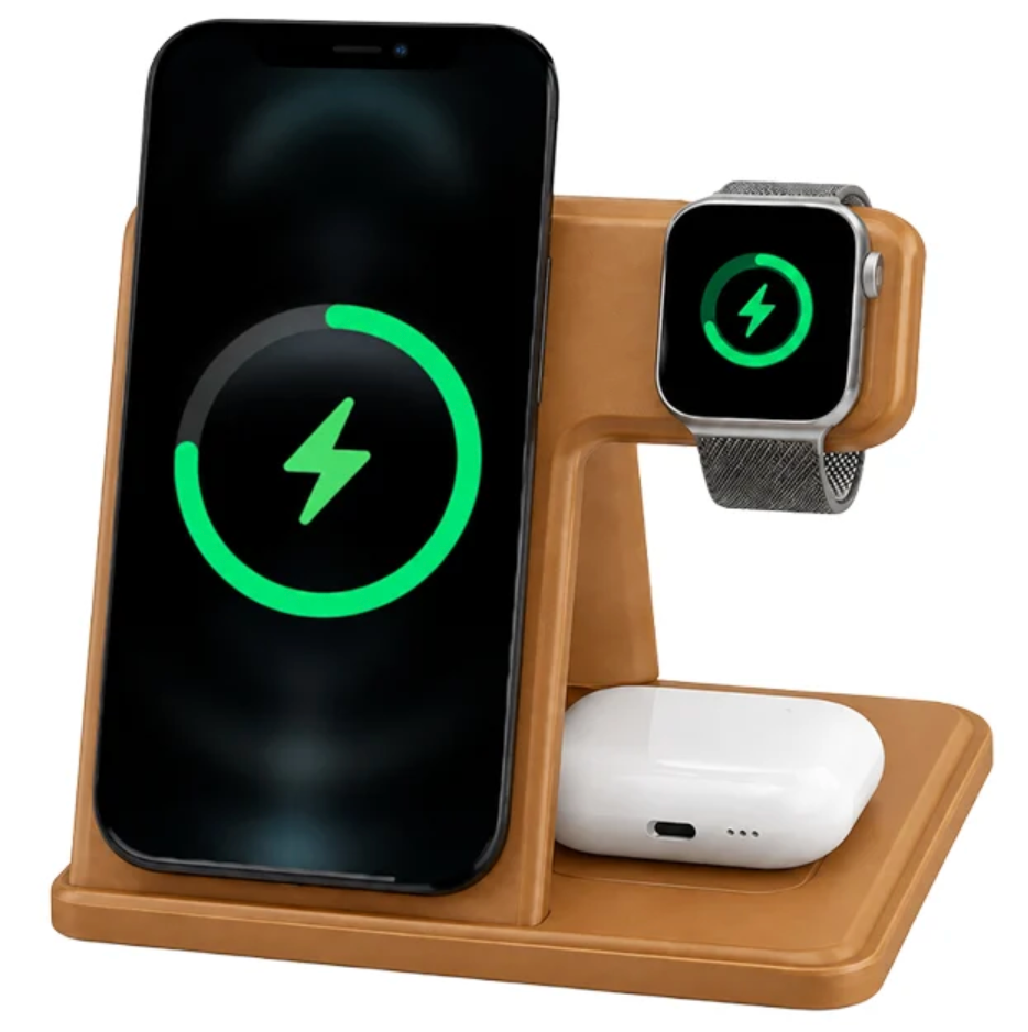 Garzini 3-in-1 Wireless Charger - Brown