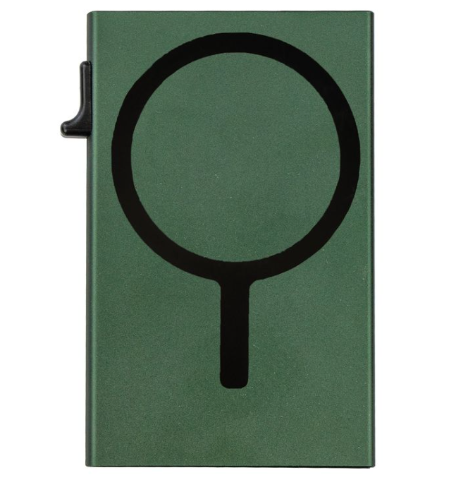 Garzini RFID-Protected MagSafe Metal 6 Card Holder With Removable Pocket – Green