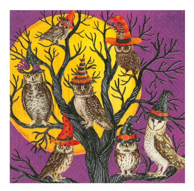 Caspari Owl-O-Ween Cocktail Napkin - 20pk