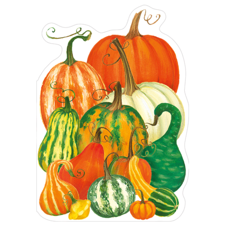 Caspari Pumpkins And Gourds Thanksgiving Card – 1 Card & 1 Envelope