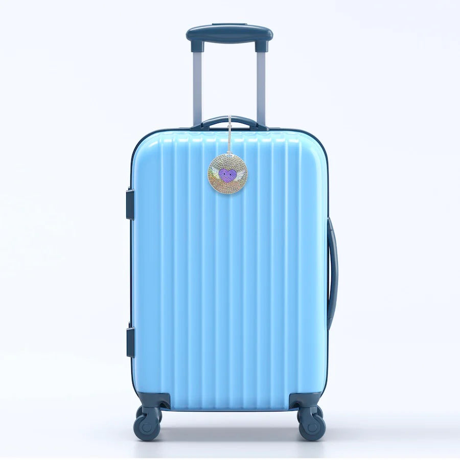 StickerBeans Sparkle Luggage Tag – 3.5" dia. – Winged Heart