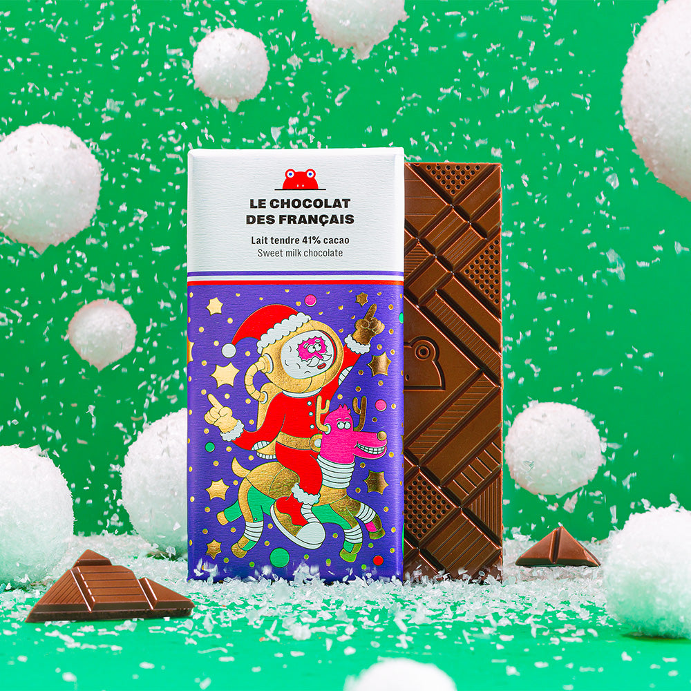Le Chocolat des Francais – A Galactique Christmas Bar – Sweet Milk Chocolate – 2.8oz **