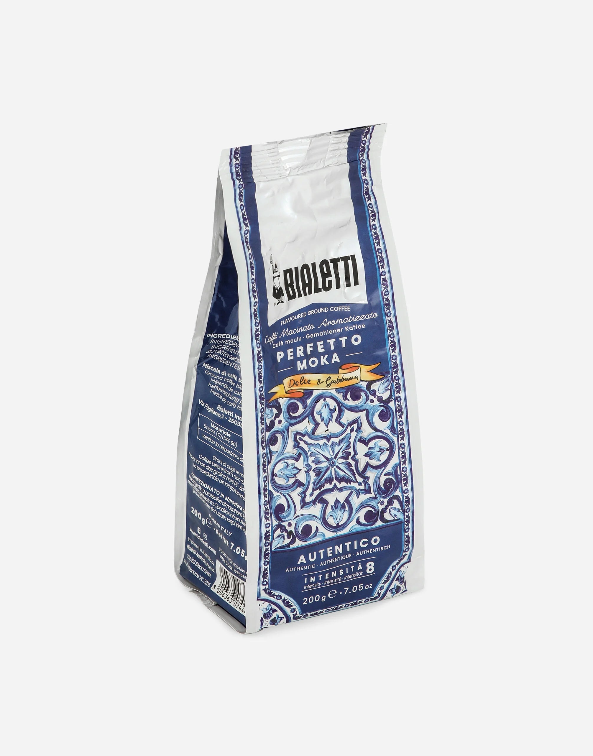 Bialetti Dolce & Gabbana Café Molido Irresistibile y Bote Coleccionable de 200g – Azul Mediterráneo