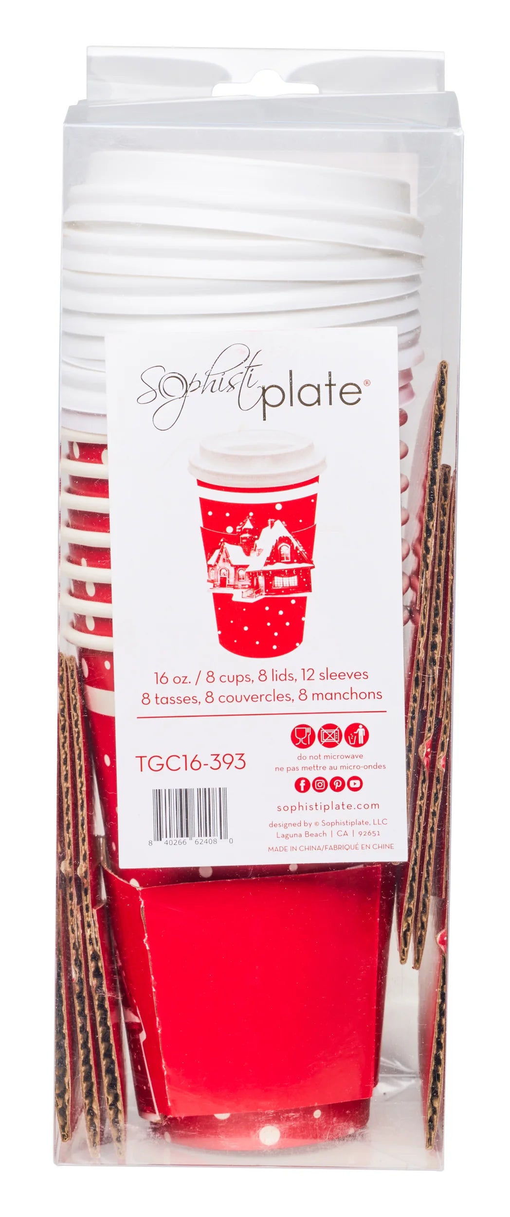Sophistiplate Christmas Village Paper To-Go-Cup – 8pk – 16oz.