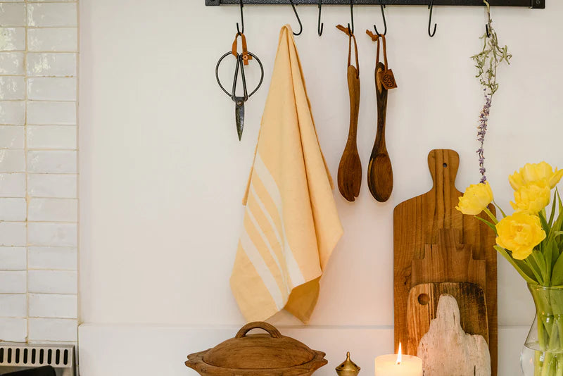 Sustainable Threads Cotton Handwoven Kitchen Towel – Butter – 27" x 19"