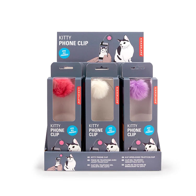 Kikkerland Kitty Phone Clip Cat Toy – Assorted Colors – Each Sold Separately