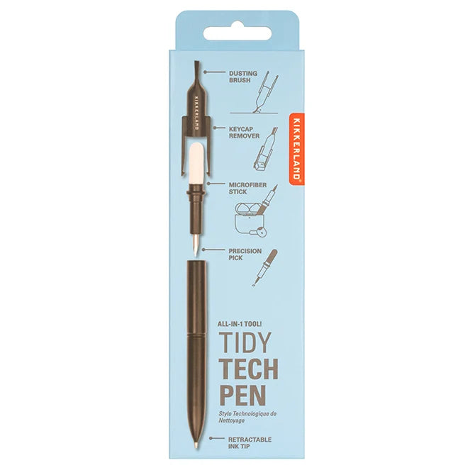 Kikkerland Tidy Tech Pen All in One Cleaning Kit & Retractable Pen