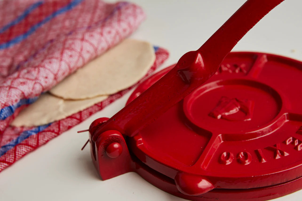 Verve Culture Tortilla Press Kit - Red Cast Iron with Servilleta