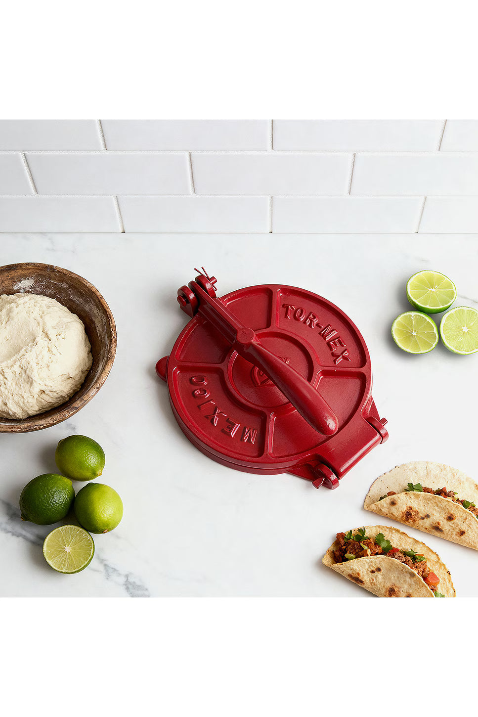 Verve Culture Tortilla Press Kit - Red Cast Iron with Servilleta