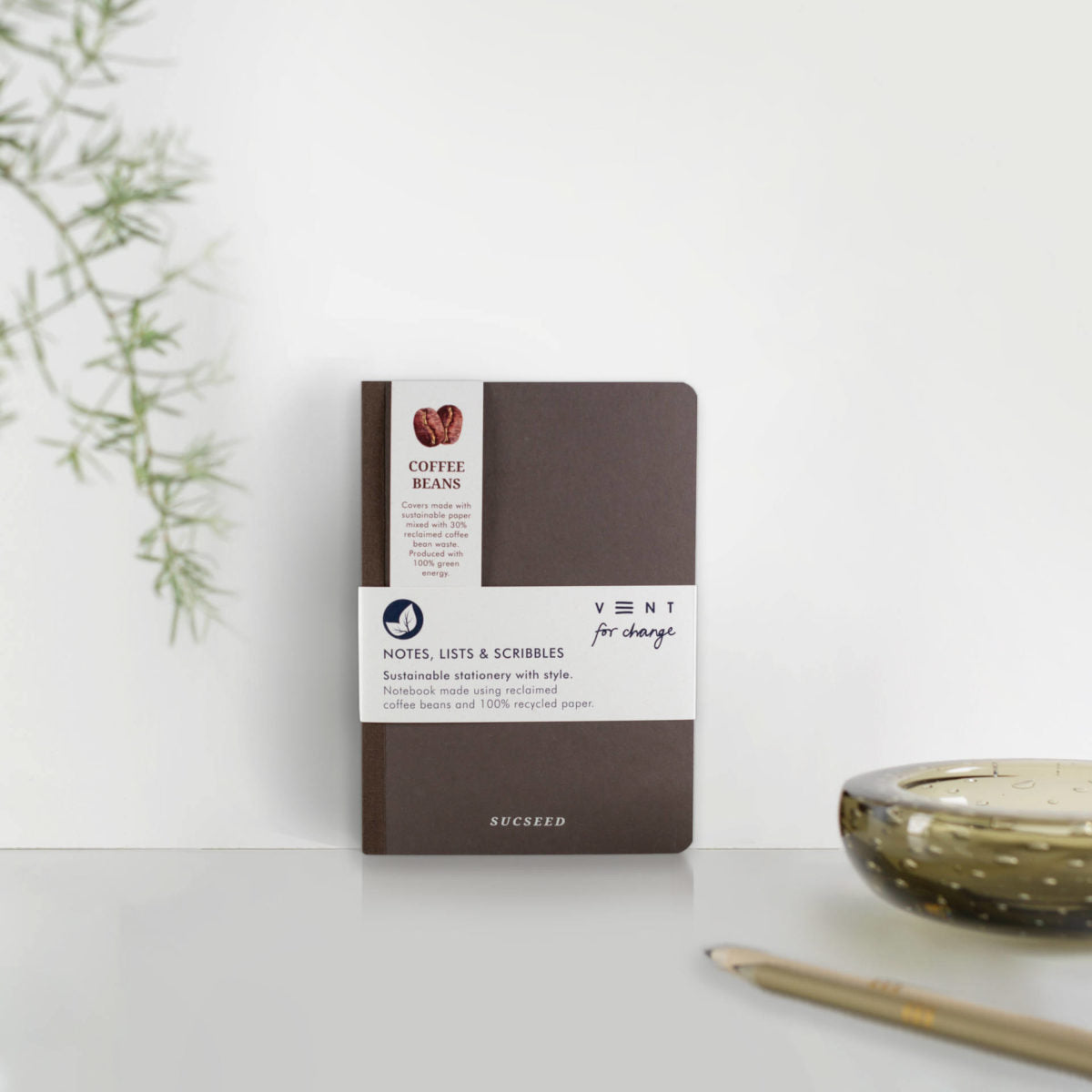 Recycled A6 SUCSEED Notebook – Coffee – 8" x 4" – 160 Pages