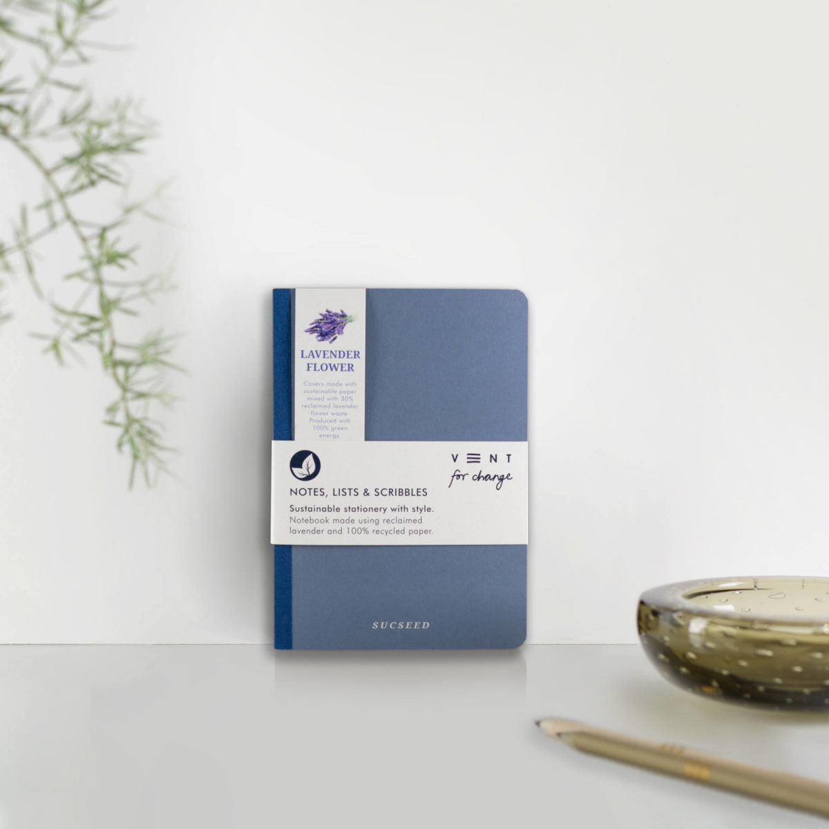 Recycled A6 SUCSEED Notebook – Lavender – 8" x 4" – 160 Pages