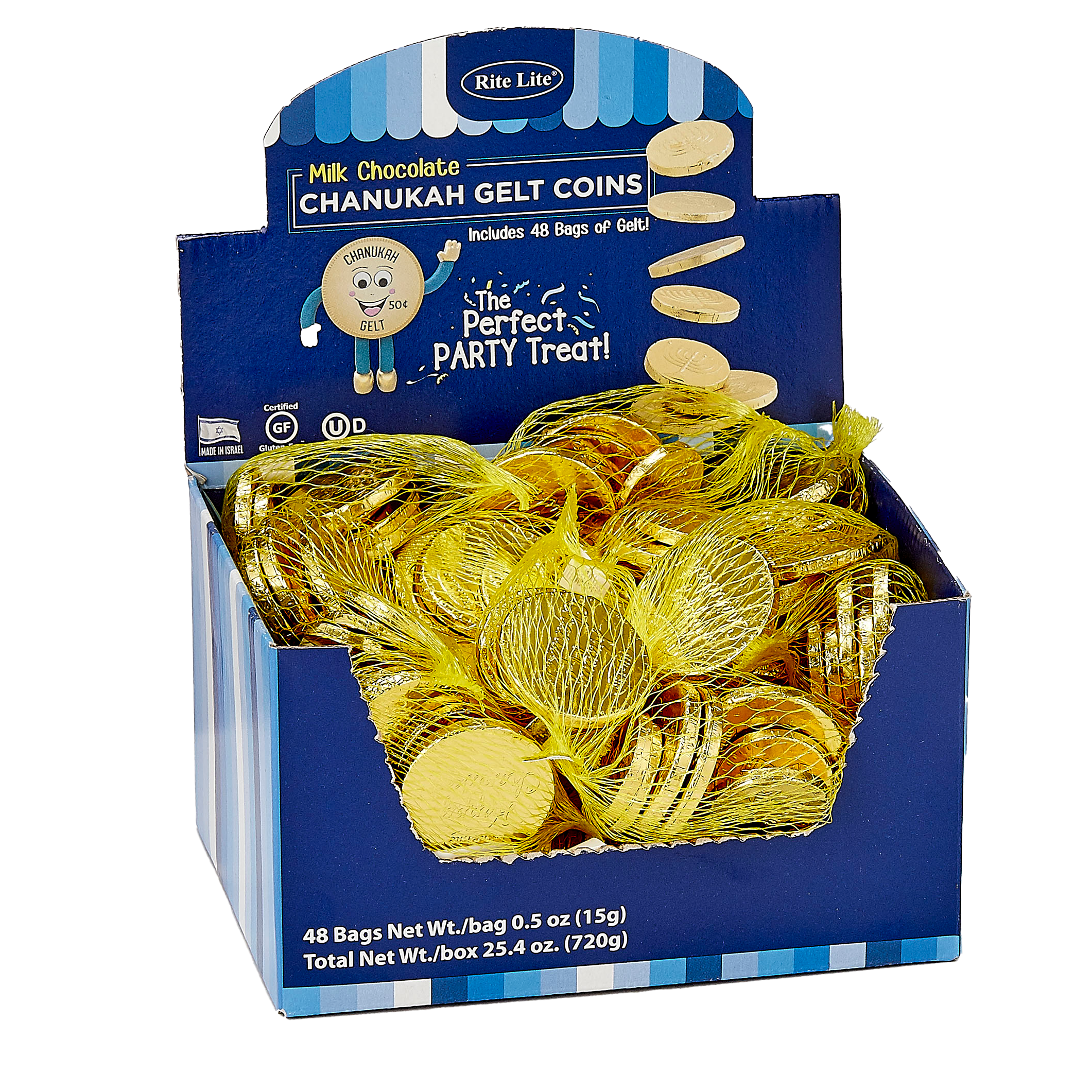 Chanukah Gelt Milk Chocolate Coins – Made in Israel – 5oz. Bag