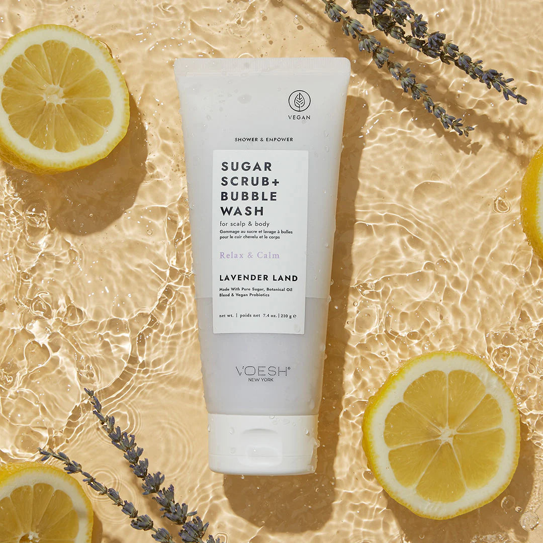 Voesh Sugar Scrub & Bubble Wash – 7.4 oz – Lavender Land