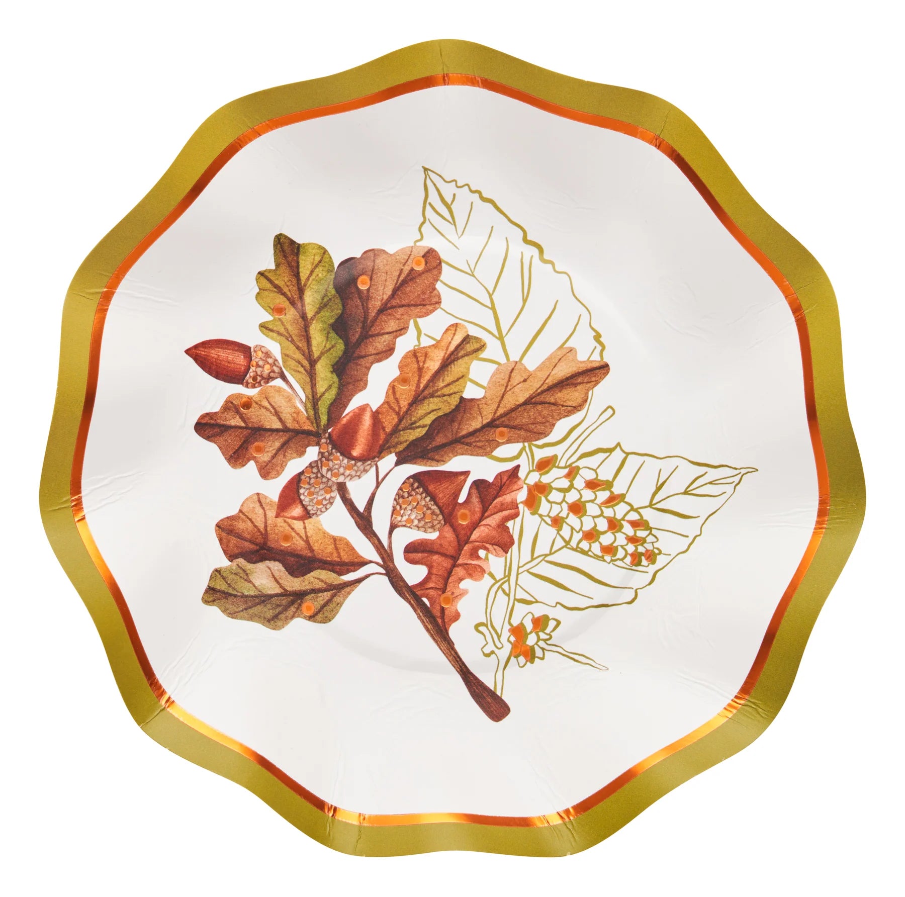 Sophistiplate Wavy Paper Appetizer/Dessert Plates – Acorn and Oak – 8pk