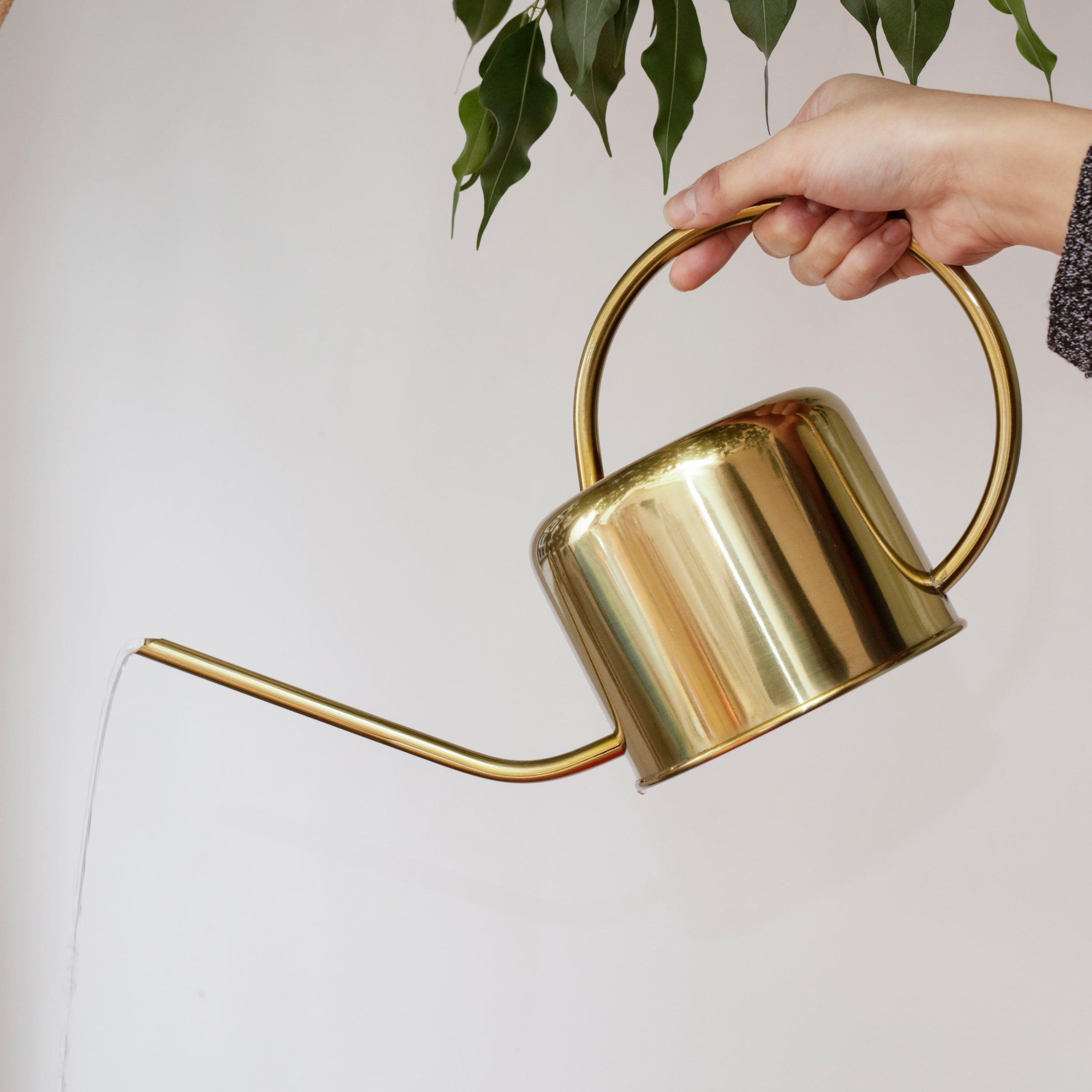Kikkerland Vintage Style Steel Watering Can – Gold