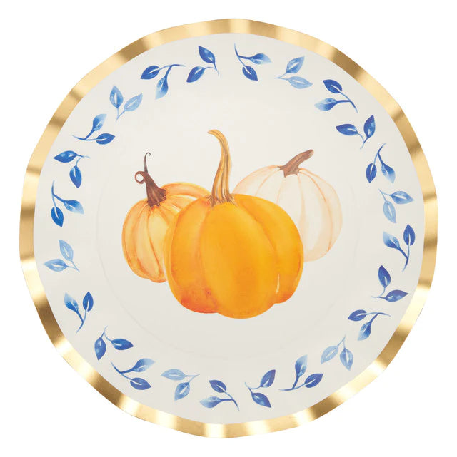 Sophistiplate Wavy Harvest Blues Paper Dinner Plates – 8pk