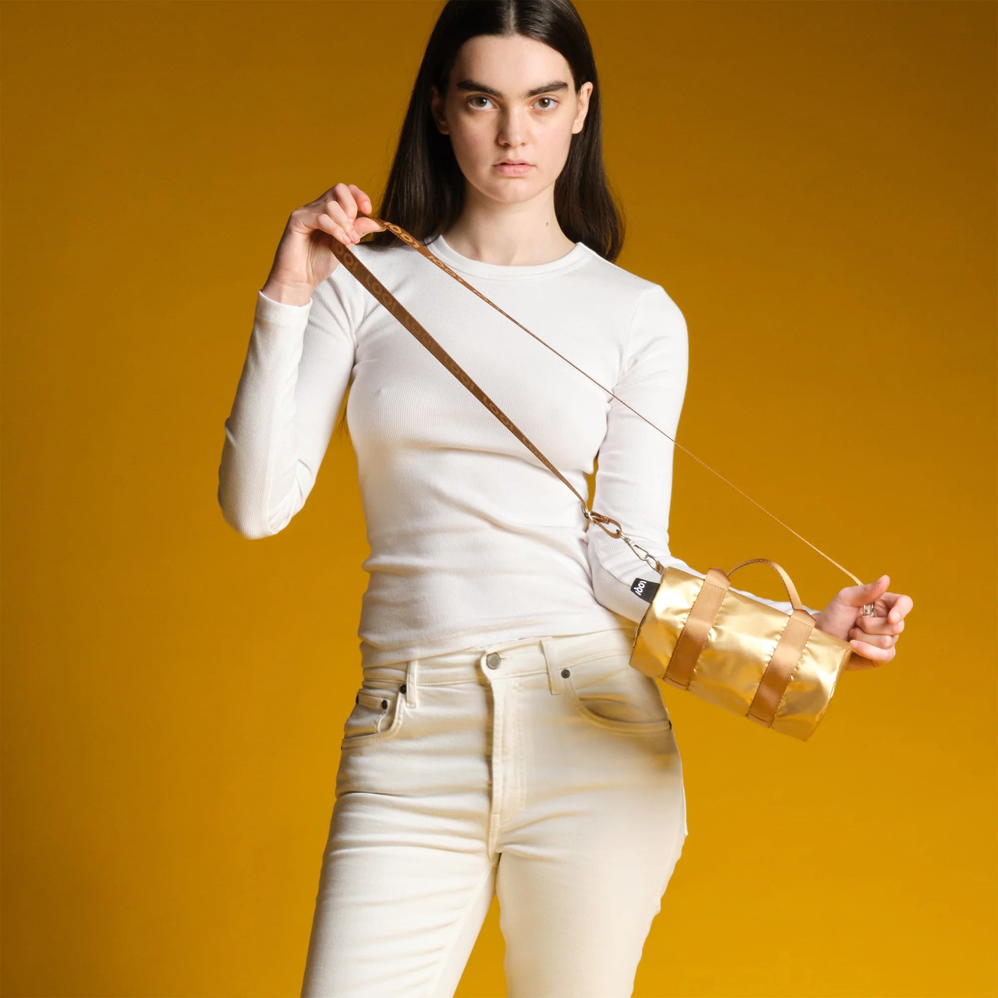 LOQI Reusable Small Weekender Bag – Metallic Gold – 4" x 7.8"