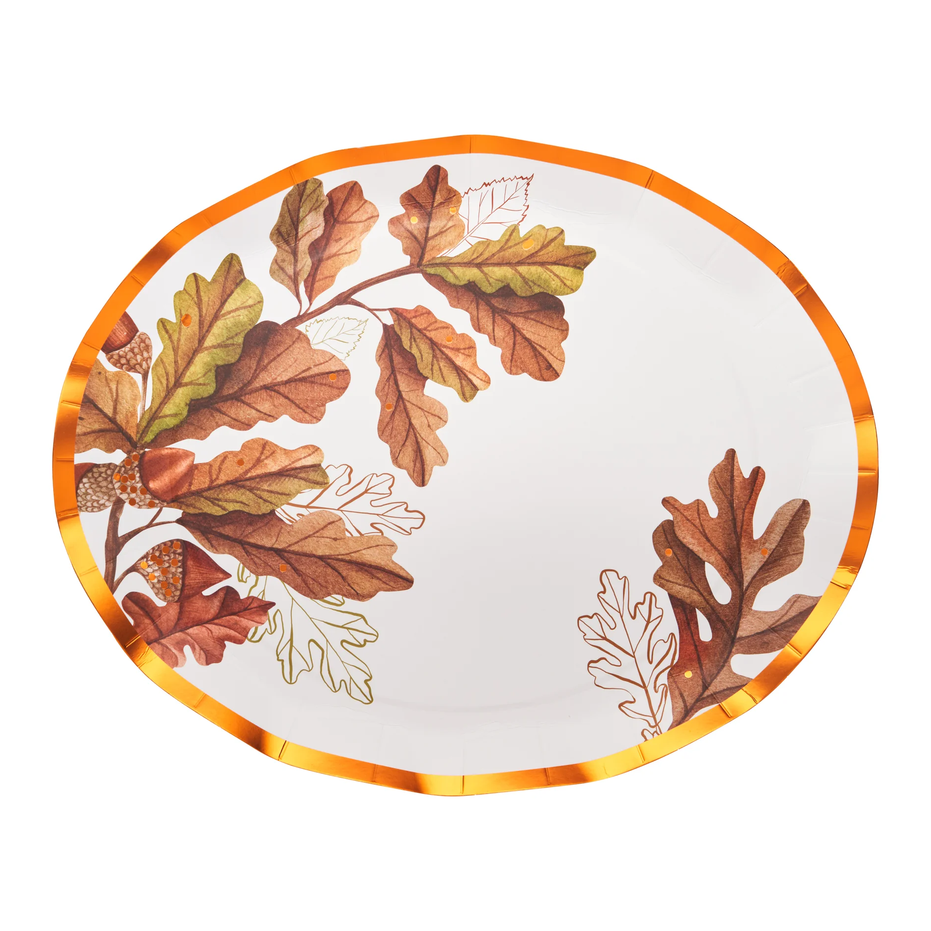 Sophistiplate Wavy Paper Platter Plates – Acorn and Oak – 8pk