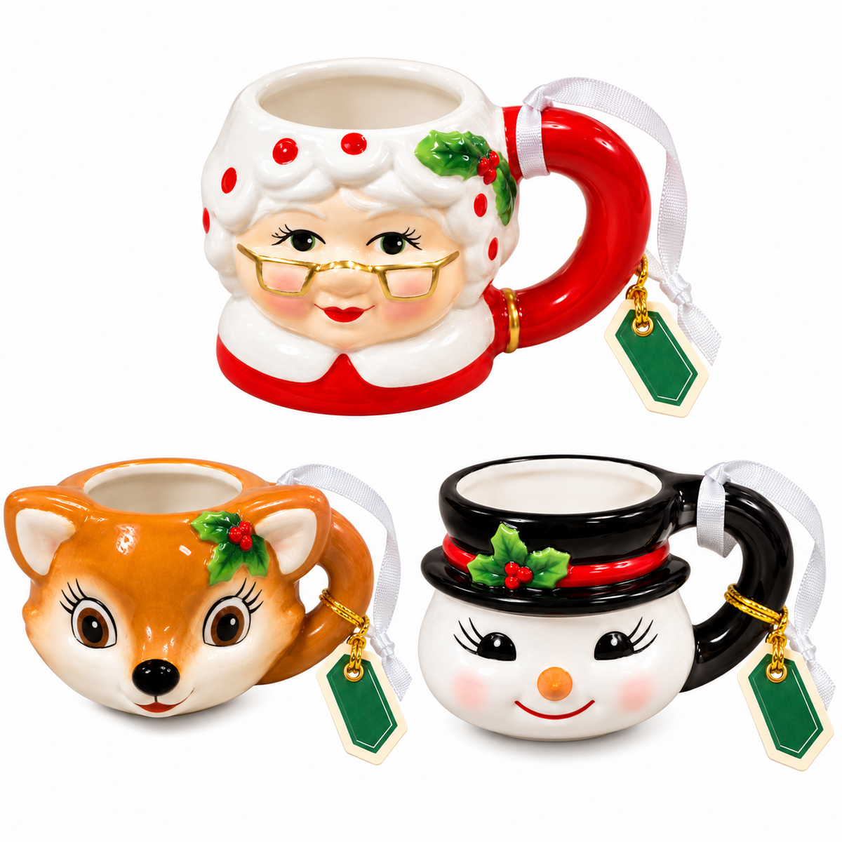 Mr. Christmas Ceramic Mini Christmas Mug Ornament – 1.5" – Assorted – Each Sold Separately